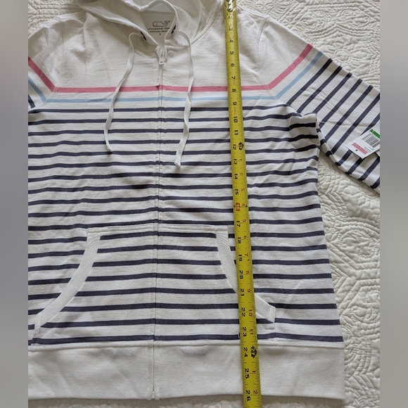 Vineyard Vines Women's Striped Hoodie in White and Navy - Picture 6 of 11